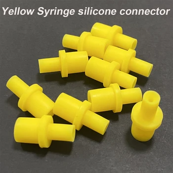 10pc Amarillo Jeringa de silicona suave de bombeo de aire hueco de la articulación de la parte de goma del conector de 4 4.0 4 mm cartucho de inyección de tinta de ciss herramienta de limpieza