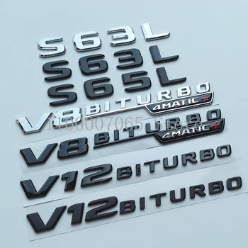 2017 Plana Letras S63 S65 S63L S65L V8 Biturbo 4matic+ ABS Emblema de Mercedes Benz AMG Coche Fender Tronco de la Placa de identificación del Logotipo de la etiqueta Engomada
