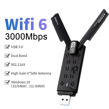3000M de la Tarjeta de Red Wifi 6 Adaptador USB Inalámbrico de Banda Dual Usb 3.0 Lan Ethernet Antena Wifi Dongle Para el ordenador Portátil de Escritorio de Alta Ganancia