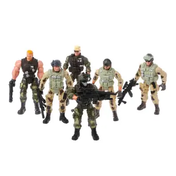 6Pcs/Set de figuras de Acción del Ejército de los Soldados de Juguete con un Arma Militar de Figuras de Juguete de Niño