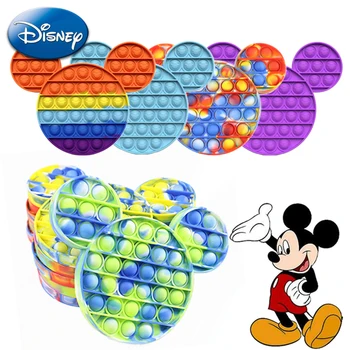 Disney Mickey Minnie Mouse Juguetear de los Adultos a los Niños a Aliviar la Tensión del arco iris Antiestrés Push Pop de la Burbuja de los Niños Juguetes Educativos