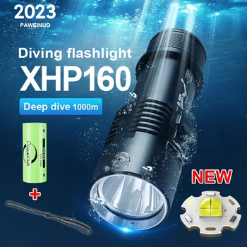 Profesional de Buceo Linterna Recargable XHP160 linterna de Buceo 1000m Linterna Submarina IPX8 Impermeable Linternas